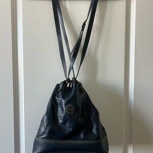 Capezio navy Blue Leather Bucket Bag